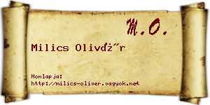 Milics Olivér névjegykártya