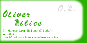 oliver milics business card